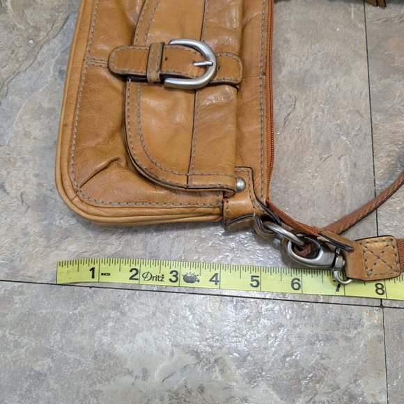 Vintage Fossil Orange Leather & Canvas Crossbody Clutch Bag w/ Shoulder Strap‎ - Picture 10 of 15